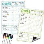 CLEVER CLEAN Magnetic Dry Erase Chore Chart - 8.5"x12" Behavior Responsibility Chore Board for Kids, Teenagers - 6 Extra Fine Point Markers Included - Shipped Flat 2 Pcs Blue & Green