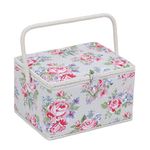 Hobby Gift Exclusive Large Sewing Craft Hobby Storage Box, Accessories Tray Pin Cushion Pocket PVC Handle 23.5 x 31 x 20cm, Rose