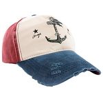 Morefaz Men Women Vintage Star Snapback Baseball Ball Cap Outdoor Sports Hats Adjustable MFAZ Ltd (Anchor Red Nave)