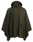 COOFANDY Unisex Casual Hooded Cloak Poncho Cape Coat with Pocket Army Green