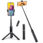 ATUMTEK Selfie Stick Tripod, Extendable 3-in-1 Aluminum Bluetooth Selfie Stick with Wireless Remote for iPhone 14/13/12/11 Pro/XS Max/XS/XR/X/8/7, Samsung, Huawei, LG, Google, Sony Smartphones, Black