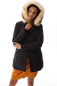 Molemsx Women Parka, Womens Winter Jacket Womens Warm Puffer Coat Women's Down Jackets For Women Jacket with Fur Trimmed Hood for Cold Weather Heavy Winter Coats For Women Black L-Regular