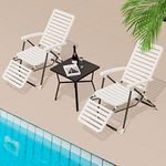 Tangkula Set of 2 Patio Chaise Lounge Chair, Folding Chaise Lounge Outdoor with 7-Position Backrest & Adjustable Footrest, Plastic Pool Lounge Chairs for Outside Backyard Deck Beach Lawn