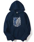 ADRO Men's Cotton Neck Hooded Sweatshirt (H22-1-WINN-NB_Navy_M)
