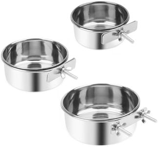 Pet Food Water Bowl with Clamp Holder Stainless Steel Coop Cup Hanging Feeder for Dog Bird Parrot Cat Rabbit (S+M+L)