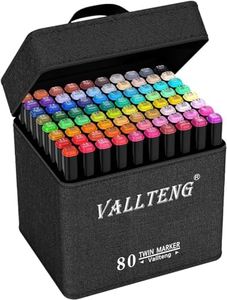 Vallteng 80 Colours Art Markers Set Twin Marker Pens Broad Fine Point Graphic Marker Pen Architecture Design for Drawing Coloring Highlighting and Underlining