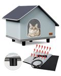 Toozey Elevated Heated Outdoor Cat House with Insulated Aluminum, 100% Waterproof Weatherproof with 2 Mat, Sturdy Safe Large Feral Shelter for Winter Indoor Outside with Thermostatic Pet Heating Pad