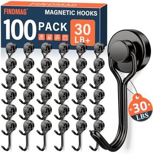 FINDMAG 100 Pack Swivel Swing Magnetic Hooks, 30LBS Powerful Magnetic Hook Neodymium Magnet Hook for Hanging, Perfect for Refrigerators, Oven Mitts, Office, Bathroom, Towel, Office, Garage(Black)