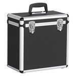 Yaheetech 12 Inch LP Storage Case Vinyl Record Storage Carry Box DJ Flight Case Holds up to 50pcs Black