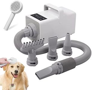 MSKIRA Dog Hair Dryer 4.3HP/3200W Pet Grooming Blow Dryer Pet Hair Force Dryer Stepless Adjustable Speed High Velocity Dryer for Dogs Blower LCD Display with Heater, 4PCS Nozzles