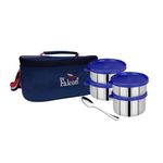 PDDFALCON Stainless Steel Lunch Box Dura Blue (Tulip Set of 4)