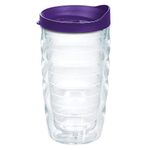 Tervis Made in USA Clear & Colorful 10oz Wavy Insulated Tumbler, Royal Purple Lid