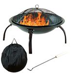 Neo Large 56 x 56 cm Black Fire Pit Folding Steel BBQ Camping Garden Patio Outdoor Heater Burner & Cover (No Marshmallow Pack)