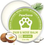 PawSono Lick-Safe Dog Paw & Nose Balm with Coconut Oil | All-Natural Moisturizer & Soother for Dry, Cracked Pads & Snout | Nose Butter for Bulldogs | Cream & Wax for Horse Hoof (2.1oz / 60g)