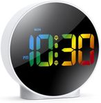 LeCoirrax Upgraded Digital Alarm Clock, Kids Teens Digital Clock Bedside, Large Colorful LED Display, Battery USB Alarm Clock with Snooze 2 Alarms 12/24H 4 Adjustable Brightness for Bedroom, Office