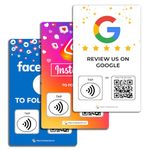 Social Review Tap Card | Review QR Code | Contactless Review Card | NFC Tap Card | Unlimited Use NFC Cards (3-Pack Social Cards)