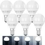 Belns Melns E14 LED Bulbs Dimmable, 6500K Daylight White, 5W (Equivalent to 40W), Small Edison Screw (SES) Golf Ball - Flicker Free Dimmable - Pack of 6