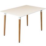 Charles Jacobs 120cm Rectangular Dining Table With White Tabletop and Solid Beech Wood Legs
