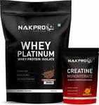 Nakpro Platinum 100% Whey Protein Isolate, 1 Kg Chocolate with 100g Creatine – Tangy Orange | Easy Mixing, Low Carbs, Easy Digesting Whey Protein Supplement Powder (Combo Pack)