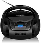 LP-D03 Portable Boombox CD Player with Bluetooth, Kids Stereo Boombox with FM Radio, AUX-in, Headphone Jack, USB Input, Portable CD Radio, Foldable Carry Handle