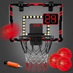 Basketball Hoop Indoor, Kids Basketball Hoop with 3 Balls, Over The Door Basketball Hoop for Kids and Adults, Basketball Toy Gift for Boys Girls Age 3 4 5 6 7 8 9 10 11 12 Years