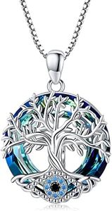 Midir&Etain Tree of Life Necklace for Women 925 Sterling Silver Evil Eye/Moon Pandent Celtic Jewelry Gifts for Women Mother, Sterling Silver, n a