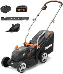 WORX Cordless Lawn Mower, 14" Electric Mower with Mulching & Bagging, 20V Push Lawn Mower with 6-Position Height Adjustment, 5.0 Ah Battery & Charger Included, WG733.1