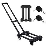 Folding Hand Truck, 220 lbs Heavy Duty 4 Wheels Solid Construction Utility Cart, Compact and Lightweight for Luggage/Personal/Travel/Auto/Moving/Office Use - Portable Fold Up Dolly by Orange Tech