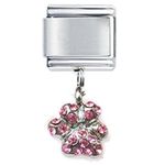 Crystal Dangle Pink Paw Italian Charm Fits all 9mm Italian Style Charm Bracelets