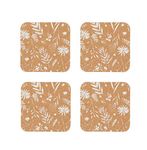 NATURAL ELEMENTS Cork Coasters Set, 4 Pack of Biodegradable Wooden Mats, 12 x 12cm