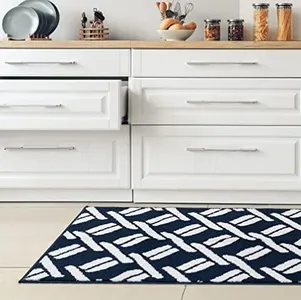 Nautica – Runner Rug | Indoor Runners for Hallways and Entry Rugs| Non-Slip and Non-Skid Entry and Kitchen Door Mat| Machine Washable Entryway Carpet Rugs |26” x 45” | Chain Navy