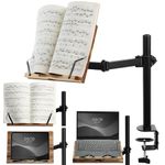 Navaris Book Stands with Clamp - Book Holder for Reading - Wood Books Stand - Works with Music, E-Readers or Tablets - 34 x 45 x 55 cm (13.39 x 17.72 x 21.65")