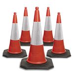 Pack of 5 Red traffic cones 750mm by innovatus