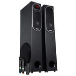 ZEBRONICS BTM9801RUCF 2.0 Tower Speaker, 120 Watts, Touch Control, HDMI ARC, Coaxial in, Supports Bluetooth, AUX, USB, SD, Karaoke, Dual Wireless Mic, Powerful Bass