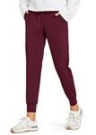 Libin Women's Joggers Pants Athletic Sweatpants with Pockets Running Tapered Casual Pants for Workout,Lounge, Burgundy L-New