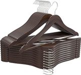 ZEPOLI - Walnut Wooden Hangers, Solid Wood Shirt Hangers,Dress Coat Jacket Clothes Hangers,with Extra Smooth Finish, 360 Degree Swivel Hook (80 Pack, Walnut)