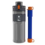 HISOIT Filter Water Bottle with water filter Straw Outdoor Water Purifier and Water Filtration Bottle Survival Emergency Hiking Travel and Backpacking Kits 0.01μm Ultra-Filtration 17oz Dark Grey