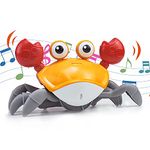 Kidology Crawling Crab Infant Tummy Time Toys | Kids Electronic Musical Light up Toy with Automatically Obstacle Avoidance Induction | Walking Moving Baby Toys with Music, LED Lights and USB Cable