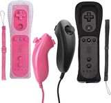 Wii Controller 2 Pack ,JTao-tec Wii Remote Controller with Silicon Case Compatible for Wii and Wii U Black + Pink