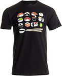 Happy Sushi | Funny, Cute Fun Japanese Food Go Rice Art for Men Women T-Shirt-(Adult,M) Black