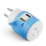 OREI 3 in 1 Israel Plug Adapter (Type H Adapter) with Dual USB for Charging – Does not convert Voltage - Israel Adapter Plug with Type B Input, Compatible in Palestine, Gaza Strip & Israel (U2U-14)