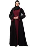 Muslim Closet Dual Layer Abaya Dress with attached Shrug and Pipin On Sleeves Made in Nida Matte Fabric with Side Pocket - Dubai Style Burqa for Women and Girls