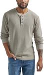 Wrangler Authentics Men's Long Sleeve Waffle Henley, Pumice Stone, XL