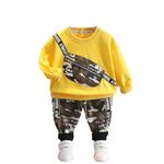 Googo Gaaga Boy's Cotton Pocket Detailed Sweatshirt With Jogger Set In Yellow Color (18-24 Months)