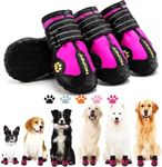Hcpet Dog Shoes, Dog Boots for Large Dogs, Waterproof Dog Booties Paw Protector for Summer Hot Pavement, Winter Snowy Day, Outdoor Walking, Indoor Hardfloors Anti Slip Sole Pink Size 7