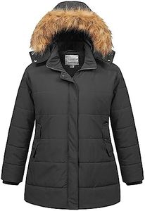 Chrisuno Women's Plus Size Winter Coat Waterproof Long Puffer Jacket Warm Thicken Parka with Removable Fur Hood, Dark Grey