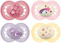 MAM Day & Night Pacifiers, Glow in The Dark Pacifier for Breastfed Babies, 6-16 Months, Girl