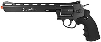 ASG Dan Wesson 8" Airsoft Revolver - CO2 Powered, Full Metal, Double Action, Dark Grey, 6mm Replica with Unique Serial Number, Non-Blowback, Adjustable Sight