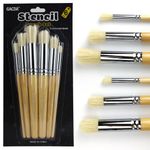 GACDR Wooden Stencil Brush Set, 6 Pieces Natural Hog Bristle Dome Stencil Brushes For Painting On Wood Wall, Stencil Projects, Card Making, DIY, Crafts And Acrylic Oil Watercolor Painting