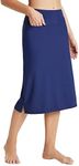 BALEAF Women's High Waist Long Skirts Skorts UPF 50+ Modest Beach Skirts with Pockets Dark Blue M